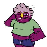 1:1 2024 ambiguous_gender anthro bugsnax clothed clothing colored digital_drawing_(artwork) digital_media_(artwork) floofty_fizzlebean grumpus hi_res magenta_fur pregnant pregnant_anthro pregsnax(artist) simple_background small_clothing solo young_horses