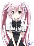  highres horns juuoumujin_no_fafnir kem_kem long_hair looking_at_viewer pink_eyes pink_hair school_uniform solo tear_lightning twintails very_long_hair 