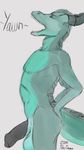  anthro balls big_penis butt colored dragon eyes_closed male nude penis psydraggy_(artist) scalie solo standing stretching uncut 
