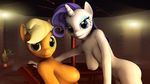  3d anthro anthrofied applejack_(mlp) areola big_breasts breasts cartoon dashie116 duo earth_pony equine erect_nipples female friendship_is_magic hair horn horse huge_breasts looking_at_viewer mammal my_little_pony nipples pony rarity_(mlp) smile unicorn 