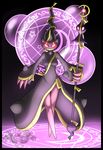  2014 anthro banette black_eyes breasts claws clothed clothing female glowing latiar looking_at_viewer magic mega_banette mega_evolution nintendo pok&eacute;mon pok&eacute;morph polearm red_sclera smile solo video_games weapon wide_hips 