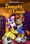  2015 anibaruthecat anthro beauty_and_the_beast brown_hair button_mash_(mlp) clothing crossover earth_pony elbow_gloves equine eye_contact female friendship_is_magic gloves hair hat hi_res horn horse inside male mammal my_little_pony pony propeller_hat smile sweetie_belle_(mlp) two_tone_hair unicorn young 
