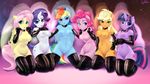 2015 anthro anthrofied applejack_(mlp) blonde_hair blue_eyes breasts cutie_mark earth_pony elbow_gloves equine erect_nipples eyeshadow female fluttershy_(mlp) freckles friendship_is_magic gloves green_eyes group hair horn horse kneeling legwear lesbian long_hair looking_at_viewer makeup mammal multicolored_hair my_little_pony navel nipples open_mouth pegasus pink_hair pinkie_pie_(mlp) pony purple_eyes purple_hair pussy rainbow_dash_(mlp) rainbow_hair rarity_(mlp) rubber swissleos thigh_highs tongue tongue_out twilight_sparkle_(mlp) unicorn wings 