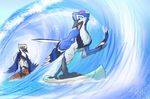  anthro avian bird corrvo female sea surfboard surfing water wave 