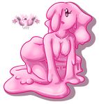  2014 all_fours anthro breasts ditto female goo latiar looking_up nintendo nude open_mouth pink_eyes plain_background pok&eacute;mon pok&eacute;morph video_games 