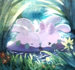  ambiguous_gender b_spa_gyoreva_(artist) cute duo flower gastropod goomy grass nintendo outside plant pok&eacute;mon sad slug tears video_games water 