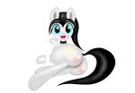  big_butt black_hair blue_eyes bow_tie butt cutie_mark equine fan_character female fur hair hi_res hooves horse klavinova long_hair looking_at_viewer looking_back lying mammal my_little_pony open_mouth plain_background pony rear_view smile solo 