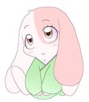  3_fingers anime anthro blush brown_eyes comic cute eyelashes female fur happy_happy_clover japanese lagomorph long_ears mallow mammal manga meru pink_fur pixiv rabbit sayuri_tatsuyama sitting solo sweater 