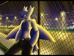  2013 anthro belt blue_skin clothed clothing cloud fence half-dressed latiar latios legendary_pok&eacute;mon light looking_at_viewer male moon navel night nintendo pants pok&eacute;mon pok&eacute;morph road topless video_games white_skin wings yellow_eyes 