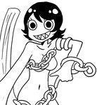  anthro black_hair chain chain_chomp female hair looking_at_viewer mario_bros monochrome nintendo not_furry solo source_request unknown_artist video_games 