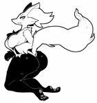  2015 anthro big_breasts big_butt bikini breasts butt canine clothed clothing delphox female fox fur hindpaw hypnofood kneeling looking_at_viewer looking_back mammal monochrome nintendo open_mouth paws plain_background pok&eacute;mon side_boob sling_bikini smile solo swimsuit thick_thighs video_games voluptuous wide_hips 