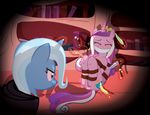  2015 bdsm blush bondage bound captured cloak cutie_mark duo equine feathers female feral friendship_is_magic gag horn mammal my_little_pony princess_cadance_(mlp) radiantrealm rope_bondage tickling trixie_(mlp) unicorn winged_unicorn wings 