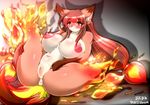  amputee anthro anus big_breasts blush breasts canine chubby edit elemental female fire fox hair long_hair looking_at_viewer mammal markings nipples nude pussy red_eyes red_hair sitting socks_(marking) solo thick_thighs uncensored ymbk 