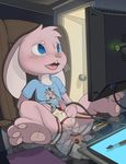  anal anal_masturbation anal_penetration balls blue_eyes carrot clothing computer cub cum fur inkbunny lagomorph lube male mammal masturbation open_mouth orgasm penetration penis pink_fur rabbit sex_toy solo tablet toy toying_self tricksta vibrator young 