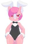  animal_ears anthro berseepon09 bigger_version_at_the_source bow_tie bunnysuit claws clothed clothing cub dragon female flat_chested hair loli loli_dragon_(character) looking_at_viewer maid maid_uniform pink_eyes pink_hair pink_skin plain_background rabbit_ears scalie solo tuxedo young 