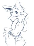  anthro bow bulge clothed clothing eeveelution girly jolteon kosian looking_at_viewer male mammal monochrome nintendo pok&eacute;mon solo source_request standing thong underwear video_games 