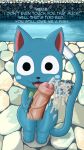 absurd_res anthro black_eyes blue_body blue_fur blush blush_stickers bodily_fluids canal cobblestone cum cum_on_hand cum_on_hip cum_string dialogue disembodied_penis domestic_cat dulone duo english_text exceed eyebrows fairy_tail felid feline felis first_person_view foreskin fur genital_fluids genitals handjob happy_(fairy_tail) hi_res human long_tail looking_at_viewer male male/male mammal markings open_mouth pawpads penile penis public public_erection public_sex raised_eyebrow river sex sidewalk tail text thick_thighs tongue vein veiny_penis water whiskers white_markings wide_hips