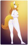  2015 3mangos anthro big_butt blonde_hair blush breasts butt equine female green_eyes hair hindpaw horse long_hair looking_at_viewer looking_back mammal nipples nude paws pony smile solo standing thick_thighs white_skin wide_hips 