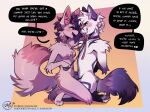 anthro arms_tied bdsm bodily_fluids bondage bound breasts canid canine collar dialogue dominant dominant_female duo duskihorns erection eye_contact female fluffy fluffy_tail fox fur genital_fluids genitals grin hi_res humanoid_genitalia humanoid_penis leash leash_in_mouth leashed_collar looking_at_another male male/female mammal object_in_mouth on_lap penis petplay precum restraints roleplay rope rope_bondage sitting_on_lap small_breasts smile speech_bubble tail text white_body white_fur