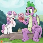  date dragon duo equine female friendship_is_magic gem horn horse male mammal my_little_pony older patreon pony scalie singing sitting sketch smudge_proof spike_(mlp) sweetie_belle_(mlp) unicorn 