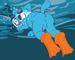  anthro anus balls blue_fur butt didiholiday_(artist) feline fur gumball_watterson male mammal penis solo the_amazing_world_of_gumball underwater water young 