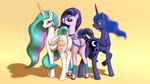  2015 absurd_res amira anus blue_eyes blue_fur blue_hair butt caelacanthe clitoral_winking clitoris cutie_mark equine female feral friendship_is_magic fur group hair hi_res horn horse long_hair looking_at_viewer mammal multicolored_hair my_little_pony open_mouth pink_fur princess_celestia_(mlp) princess_luna_(mlp) purple_eyes pussy raised_tail rear_view saddle_arabian_(mlp) sibling sisters smile tail_wrap white_fur winged_unicorn wings 