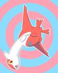  2015 abstract_background blush butt claws cute female feral latias legendary_pok&eacute;mon looking_at_viewer muneneko_(artist) nintendo open_mouth pok&eacute;mon shadow smile solo teeth tongue video_games wings yellow_eyes 