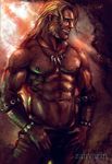  barazoku body_hair chest_hair clothed clothing facial_hair hairy half-dressed humanoid male muscles nipples not_furry orc solo topless zanvarin 