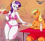  ! 2015 anthro anthrofied applejack_(mlp) being_watched blonde_hair blue_eyes blush chair cleavage clothed clothing creamygravy croissant earth_pony egg equine eye_contact eyeshadow female food freckles friendship_is_magic green_eyes group hair half-dressed hi_res holding horn horse lesbian long_hair makeup mammal milkshake my_little_pony navel orange_skin plate pony purple_hair rarity_(mlp) rollerskates sausage sitting smile straw topless unicorn white_skin 