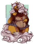  2015 anthro big_breasts breasts brown_fur cleavage clothed clothing cupcake992 dress equine female freckles fur green_eyes hair horse long_hair looking_up mammal overweight smile solo standing thick_thighs white_hair wide_hips 