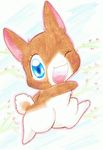  anime anthro blue_eyes brown_fur comic eyelashes female fur happy_happy_clover japanese lagomorph looking_at_viewer mammal manga one_eye_closed pixiv rabbit sayuri_tatsuyama short_fur solo thistle white_fur wink 