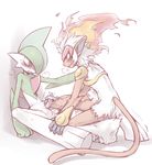  anthro blades blush censored cum duo erection fire fur gallade gay hair infernape male mammal masturbation nintendo nude open_mouth penis plain_background pok&eacute;mon primate red_eyes smile sweat video_games 