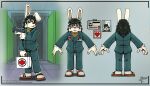 a_pose anya clothing flip_flops footwear friends_vs_friends front_and_back gun hair hi_res id_card invalid_tag lagomorph leporid long_hair mammal masterzoroark666 medkit model_sheet mouthwashing nurse nurse_clothing nurse_uniform patch_(disambiguation) rabbit ranged_weapon sandals shoes uniform weapon white_rabbit