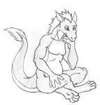  2015 anthro brachyurus dragon hybrid koworauth(character) lizard male reptile scalie sitting solo 