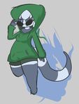  anthro bear blue_eyes blue_lips chigui_(character) clothed clothing eyewear female glasses hair hoodie intersex looking_back mammal mintytea panda reptile scalie shorts smile solo standing standing_on_one_foot sunglasses white_hair 