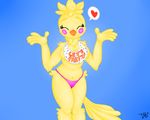  &lt;3 2015 anthro avian beak bib bird blush breasts chicken clothing cute dodgerblue feathers female five_nights_at_freddy&#039;s five_nights_at_freddy&#039;s_2 happy looking_at_viewer makeup mammal panties solo toy_chica_(fnaf) underwear wide_hips yellow_body 