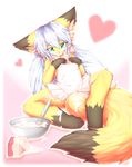  anthro blue_eyes canine cooking female fox fur hair kemono long_hair mammal orange_fur solo unknown_artist white_hair 