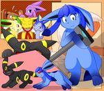  ambiguous_gender angry blue_fur blue_skin blush brown_fur cutaway eevee eeveelution espeon feral flareon fur glaceon group jolteon leafeon looking_back nintendo one_eye_closed pok&eacute;mon purple_fur red_eyes tan_fur umbreon vaporeon video_games yellow_fur 雲狐 