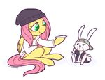  anthro bong clothed clothing coat cuteosphere cutie_mark drugs equine female fluttershy_(mlp) friendship_is_magic fur green_eyes half-dressed hat hoodie horse lagomorph mammal marijuana my_little_pony pegasus rabbit silent_bob smoke wings 