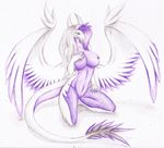  anthro dragon female plain_background scalie solo t3gray traditional_media_(artwork) 