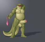  5_toes anthro balls chubby claws crocodile erection humanoid_penis male navel nipples penis plantigrade precum reptile scalie serex solo toe_claws toes uncut vein 