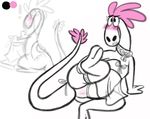  alien blush clothed clothing collar embarrassed female lingerie lying nethervane_(artist) on_side panties presenting sketch solo sylvia translucent transparent_clothing underwear wander_over_yonder 