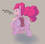  2015 altostratus anus assvagina big_anus butt cutie_mark dialogue earth_pony english_text equine female feral friendship_is_magic grey_background hair hi_res horse mammal my_little_pony open_mouth pink_hair pinkie_pie_(mlp) plain_background pony pussy raised_leg rear_view solo text 