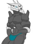  aggron blue_eyes bulge bulky clothing looking_at_viewer male nintendo pok&eacute;mon solo speedo swimsuit video_games 