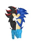  anthro clothed clothing duo gay half-dressed hand_holding lewysmcdonald&#039;s male muscles sega sonadow sonic_(series) sonic_the_hedgehog topless 