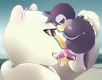  avian bear bird cum cum_in_mouth cum_inside cum_on_penis cum_on_tongue duo erection gay male mammal orgasm outside penguin penis polar_bear size_difference tongue zapa 