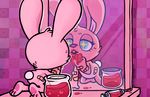  ambiguous_gender anthro blood blue_eyes cuteosphere drugs female fur lagomorph long_ears mammal needle open_mouth rabbit solo syringe tongue 