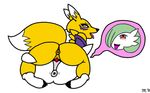  2015 anthro bandai blue_eyes blush canine digimon duo female fox fur gardevoir lesbian mammal mr.under nintendo nude open_mouth penetration pok&eacute;mon pussy red_eyes renamon sex sex_toy smile tongue vaginal vaginal_penetration video_games yellow_fur 