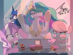  2014 bluse cake diamond_tiara_(mlp) drooling earth_pony equine female feral food friendship_is_magic group horn horse mammal my_little_pony pony princess_celestia_(mlp) princess_luna_(mlp) saliva silver_spoon_(mlp) tongue tongue_out winged_unicorn wings 