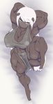  anthro big_breasts bigger_version_at_the_source blush breasts brown_fur female fur hair kemono muscles muscular_female short_hair solo unknown_species unp white_hair 